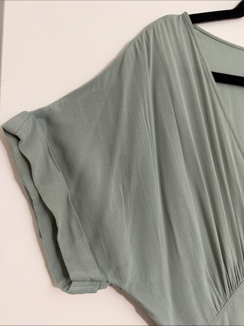 The Normal Brand Sage Green Button-Down Midi Summer Dress Deep V Button Thru - Picture 4 of 6